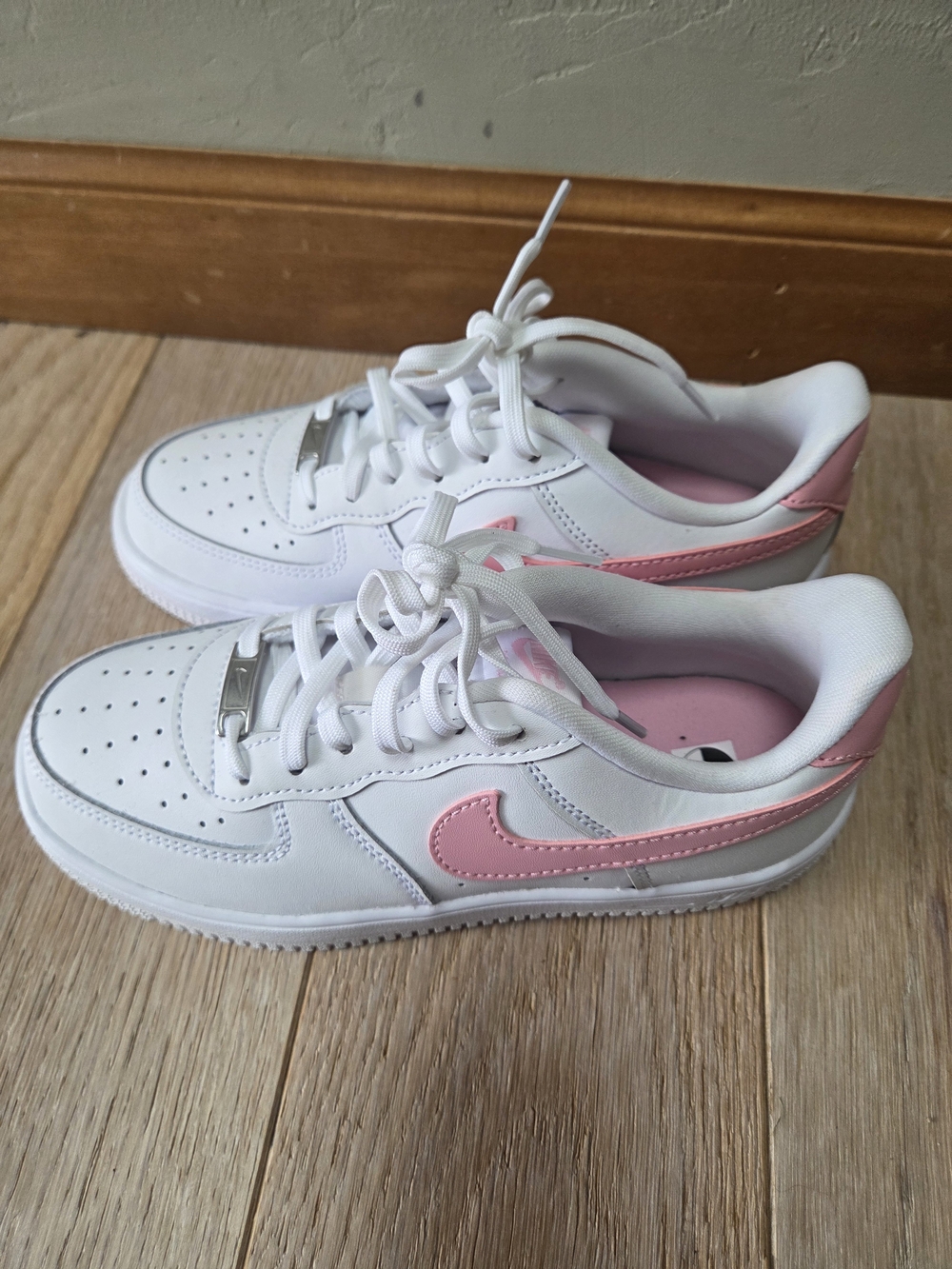 Nike Air Force 1 Pink Accent Sneakers 3Y